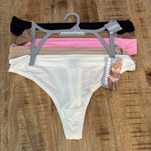 Essentials by Rene Rofe Women's flexible fit thongs nude black and pink set of 5